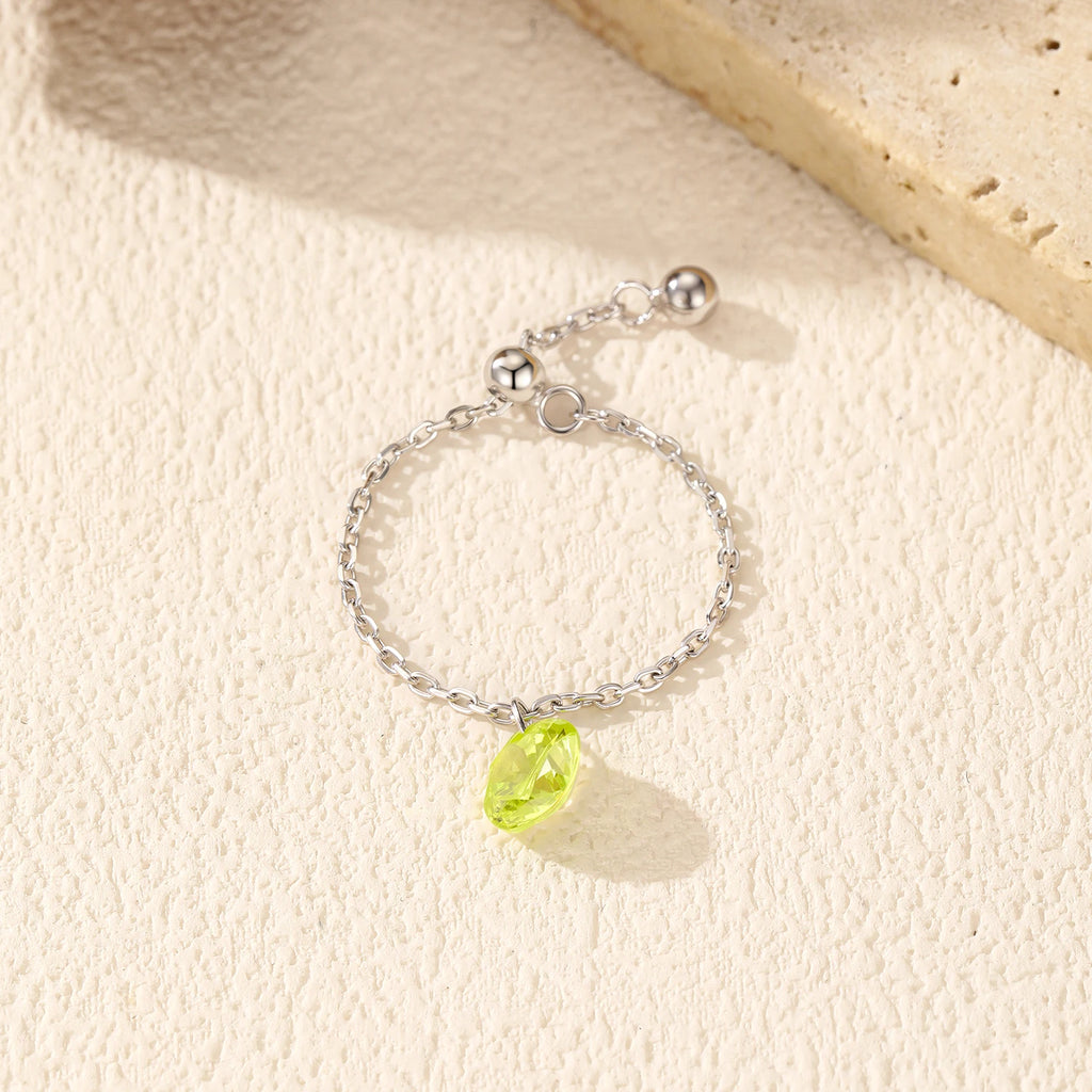 Sterling Silver  Round Olive Green Zircon ring