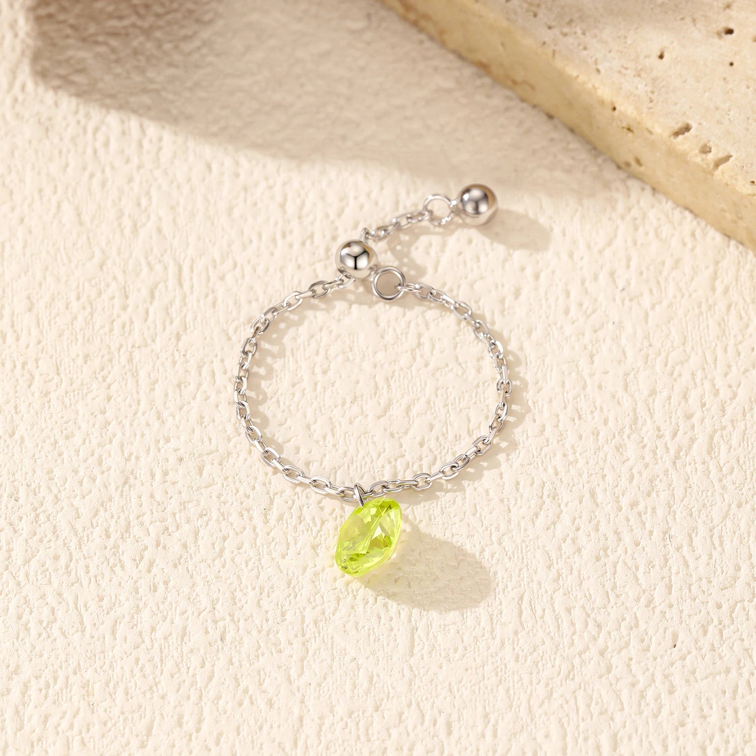 Sterling Silver  Round Olive Green Zircon ring