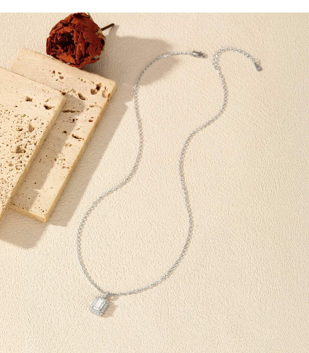 Sterling Silver Elegant Emerald Cut