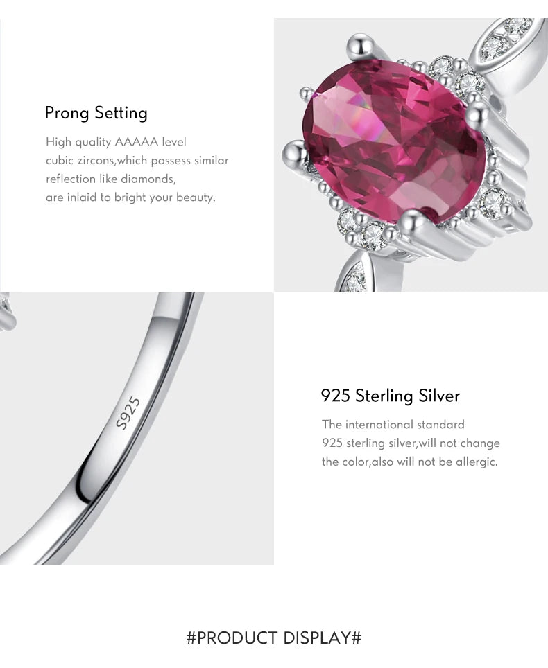 Sterling Silver Classic Crown Red CZ