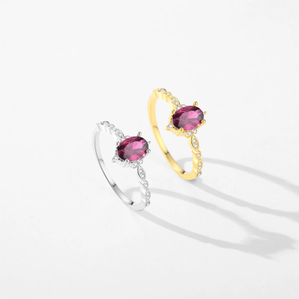 Sterling Silver Classic Crown Red CZ