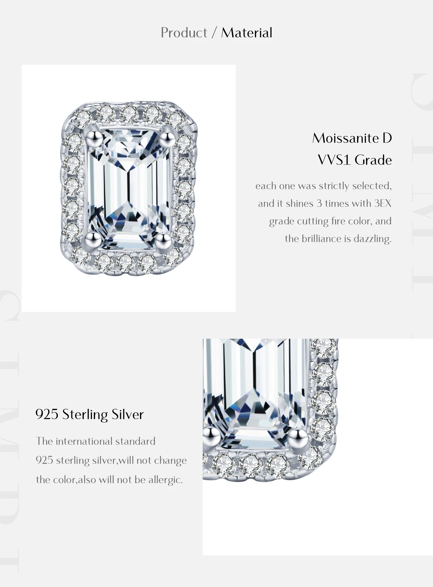 Sterling Silver Elegant Emerald Cut