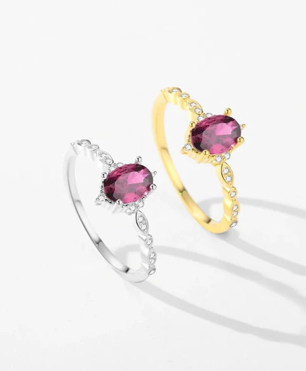 Sterling Silver Classic Crown Red CZ