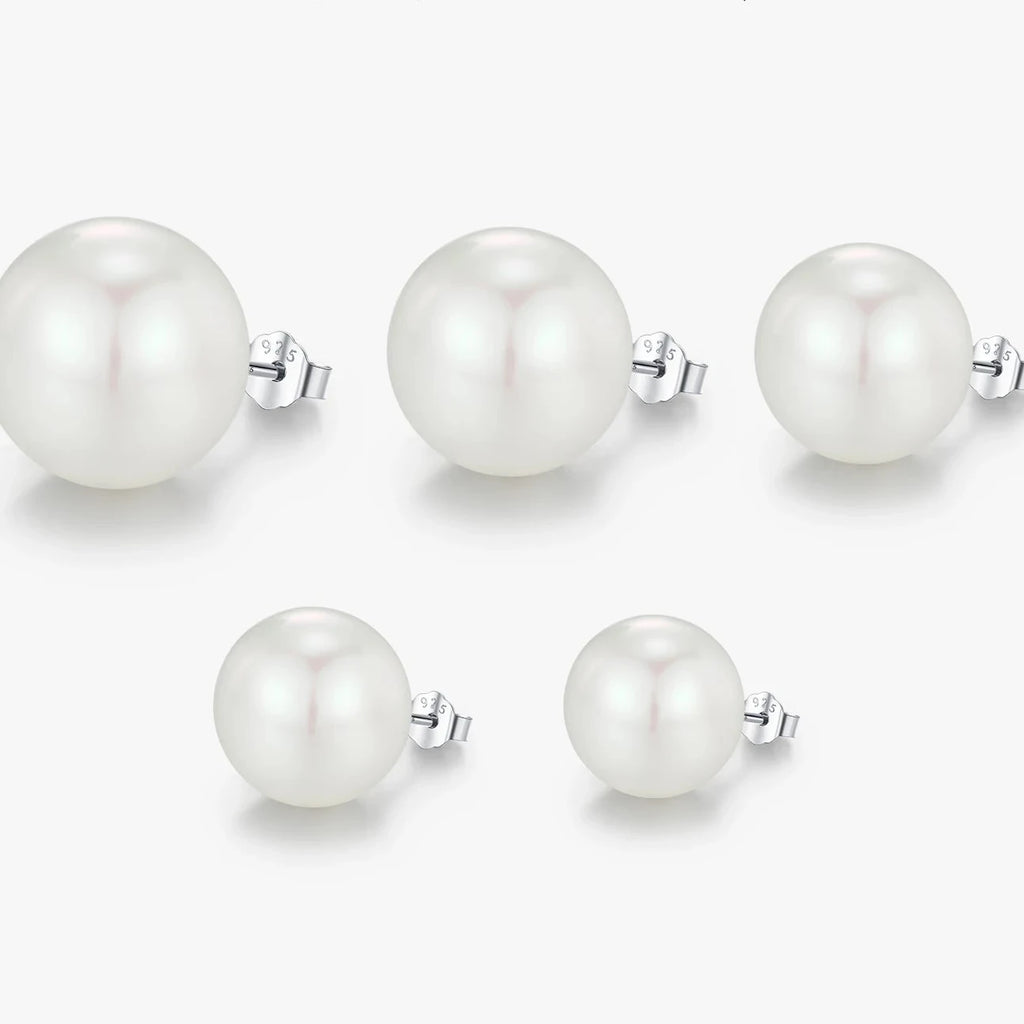 Sterling Silver Elegant Crystal Pearl Stud Earrings