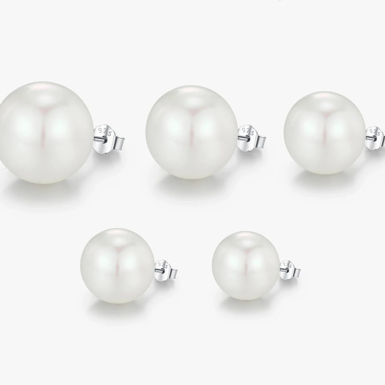 Sterling Silver Elegant Crystal Pearl Stud Earrings