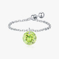 Sterling Silver  Round Olive Green Zircon ring