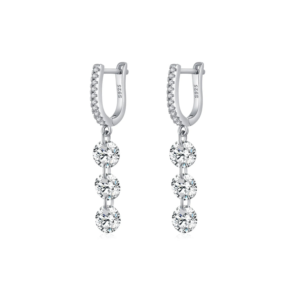 MODIAN 925 Sterling Silver Sparkling Clear CZ Swing Dangle Earrings