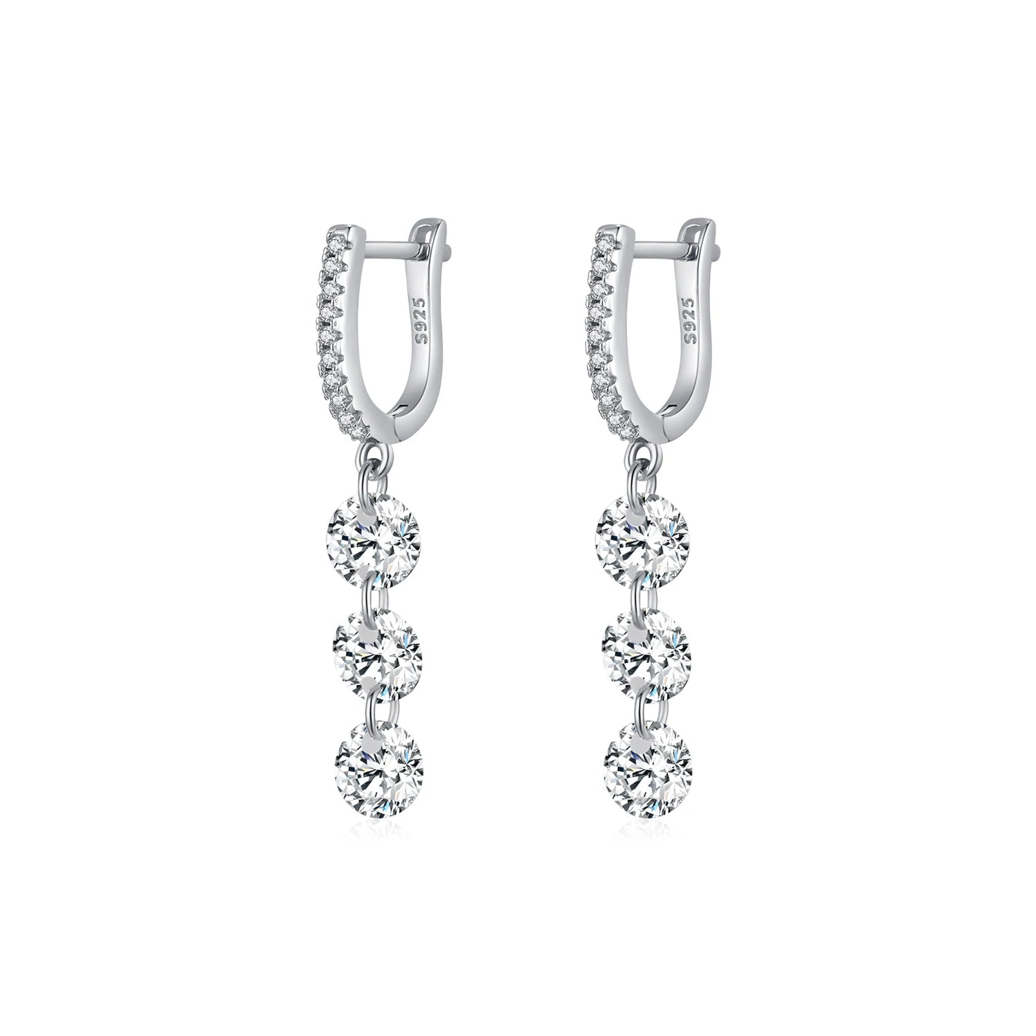 MODIAN 925 Sterling Silver Sparkling Clear CZ Swing Dangle Earrings