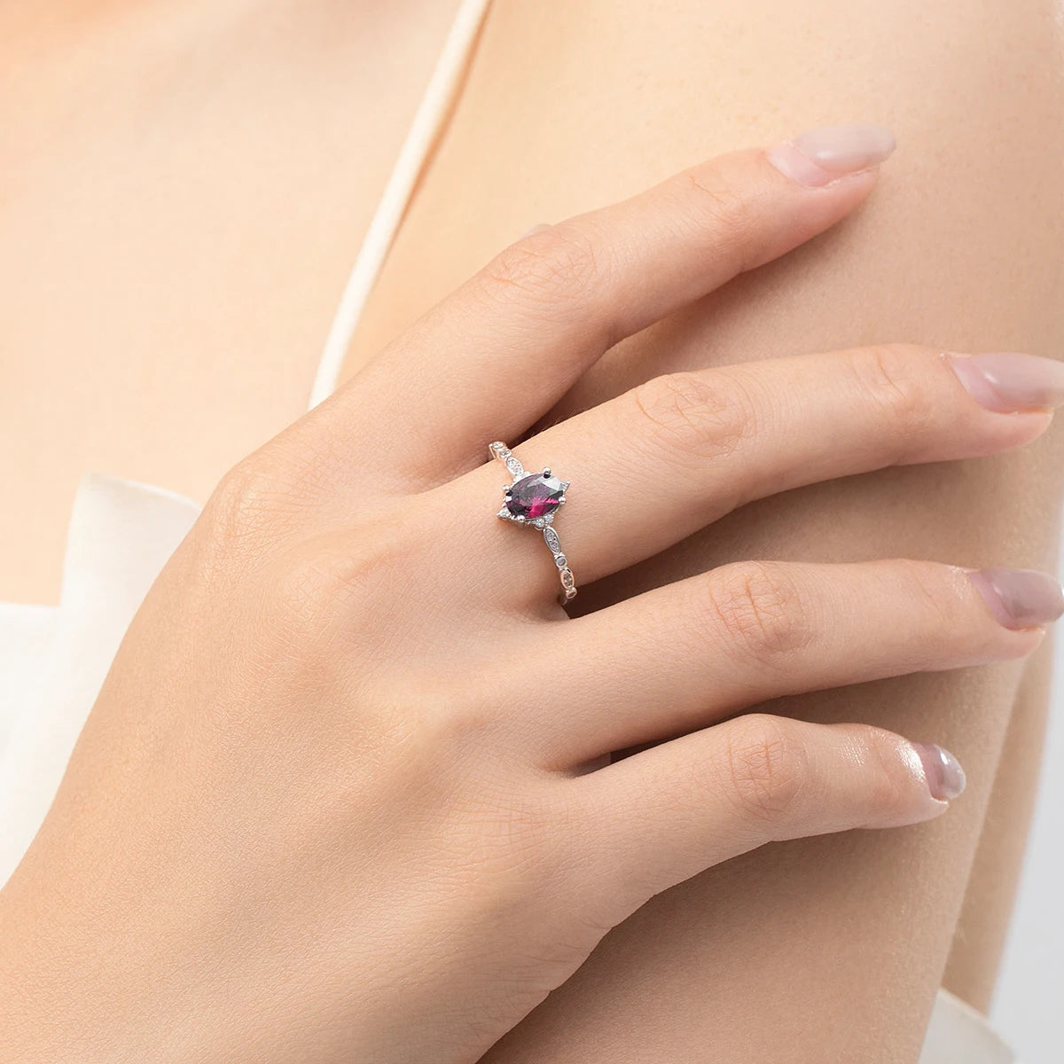 Sterling Silver Classic Crown Red CZ