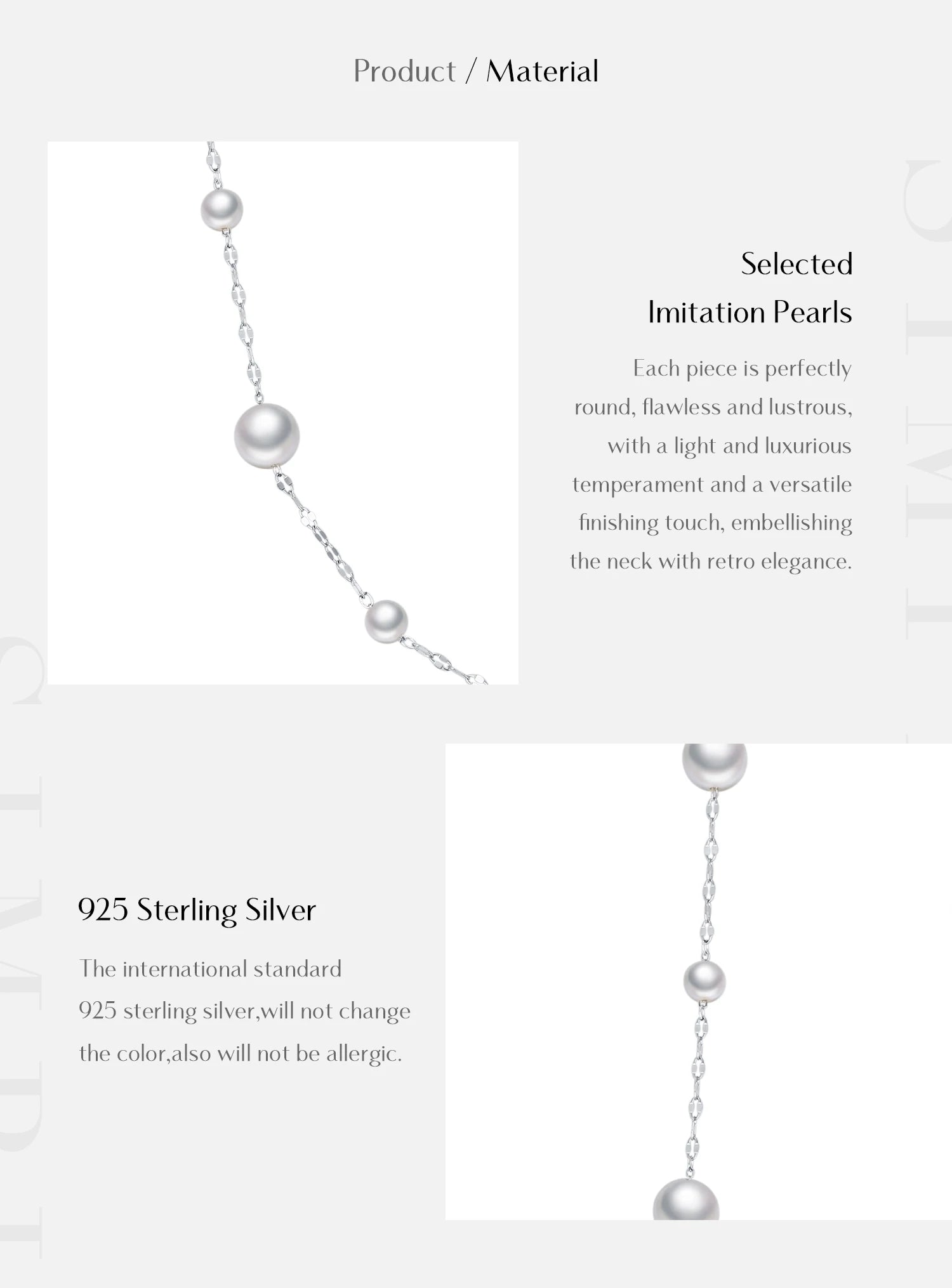 Sterling Silver Elegant Charming Round Crystal Pearls