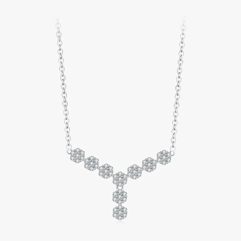 Sterling Silver Exquisite Flower Clear Cubic