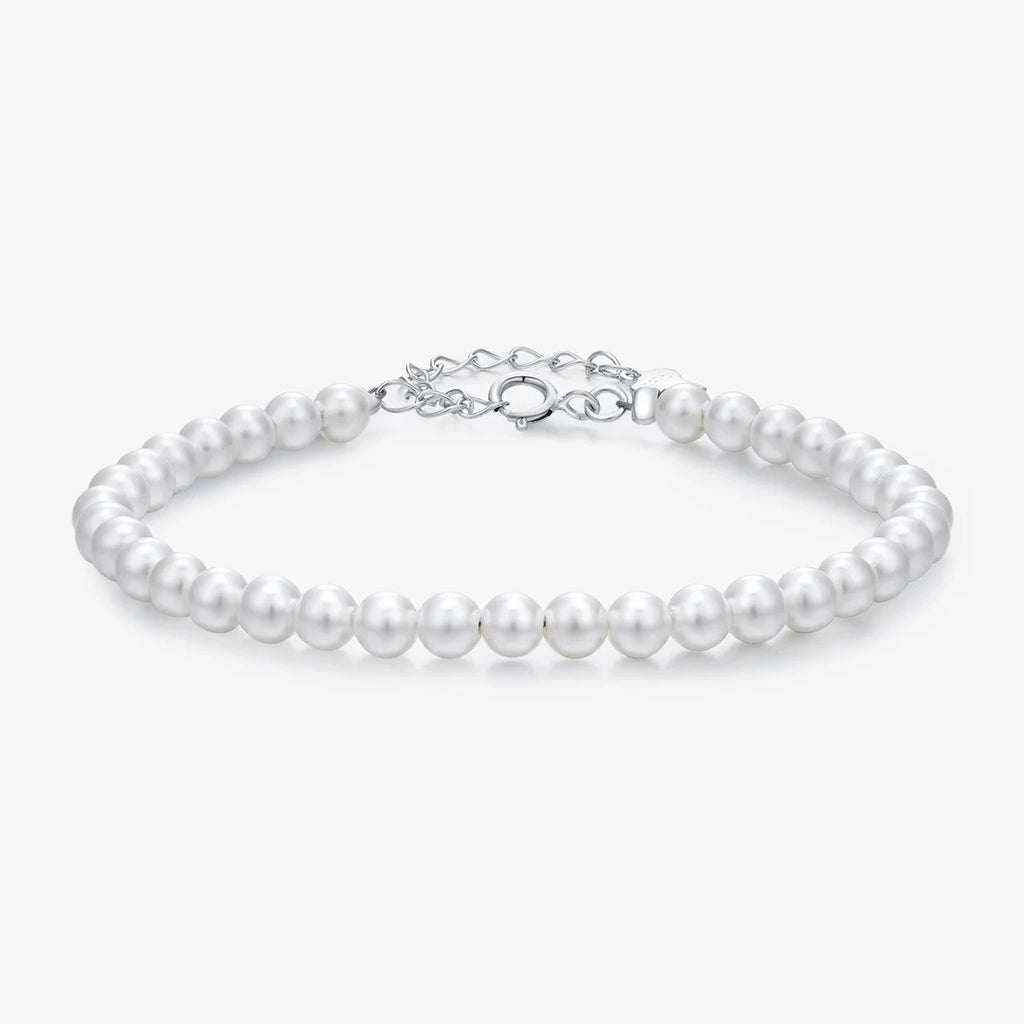 Sterling Silver  Shell Pearl Bracelet (3mm,4mm,5mm)