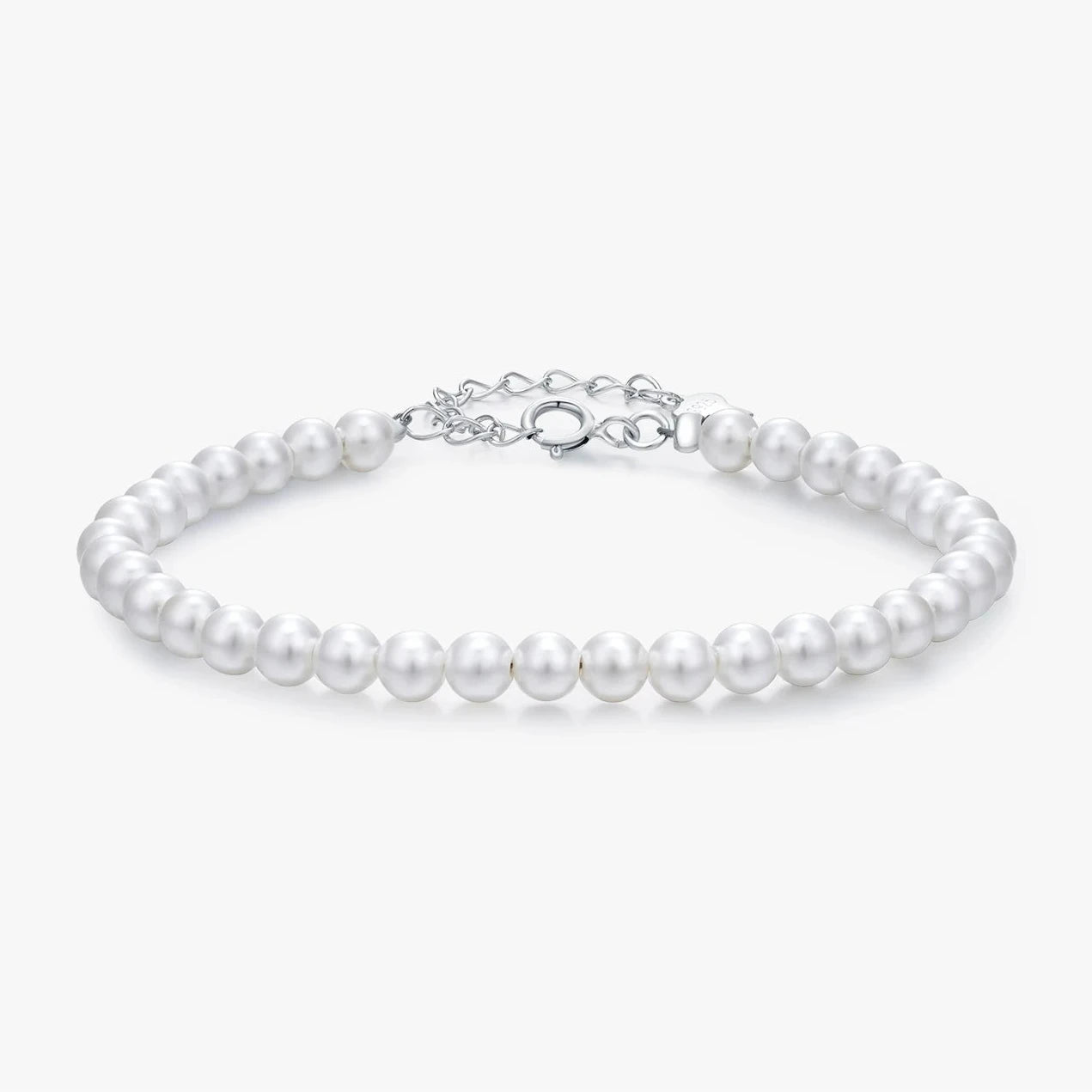 Sterling Silver  Shell Pearl Bracelet (3mm,4mm,5mm)