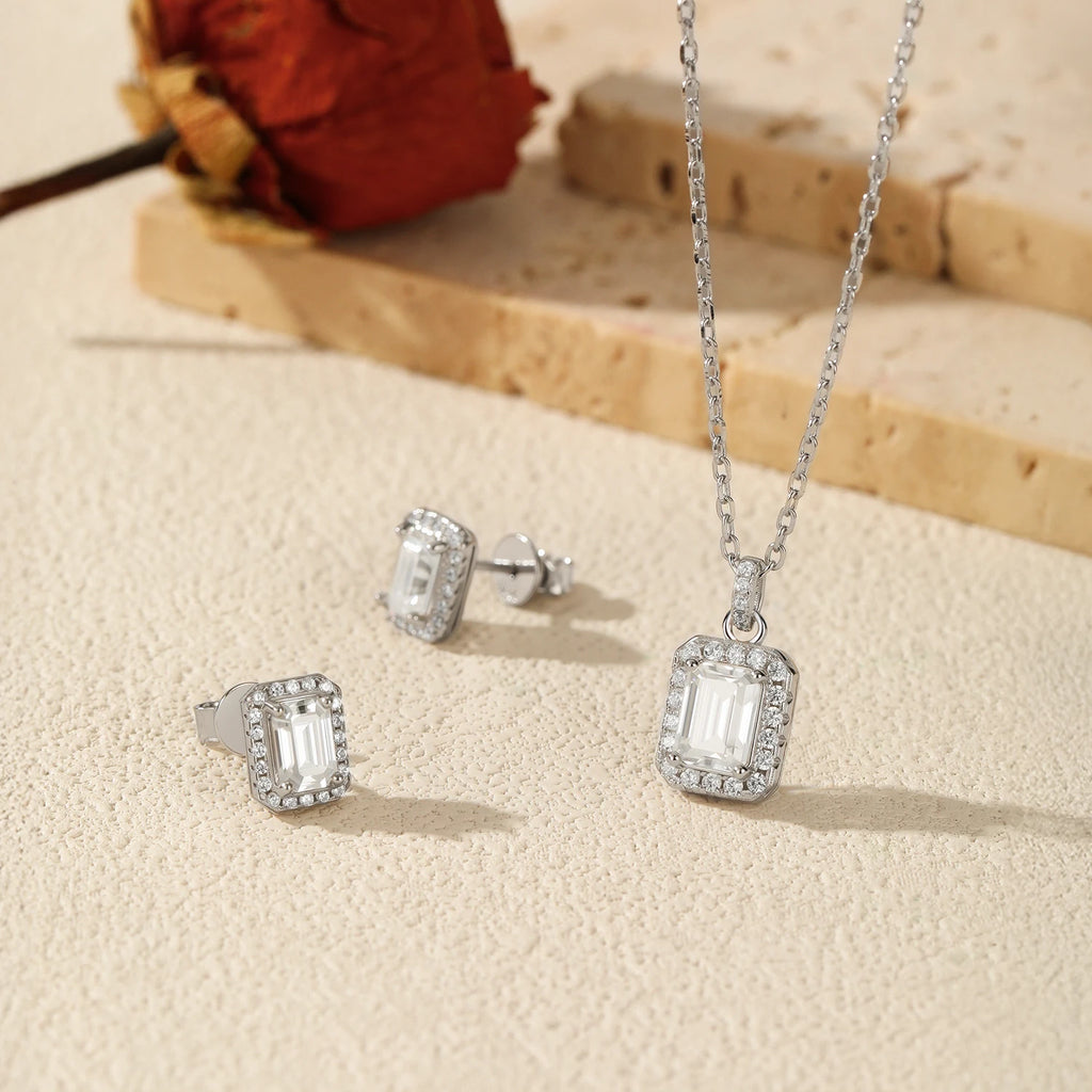 Sterling Silver Elegant Emerald Cut