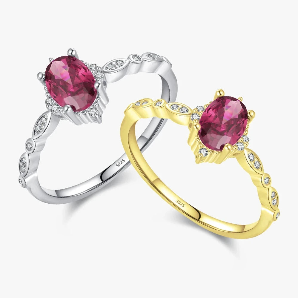 Sterling Silver Classic Crown Red CZ