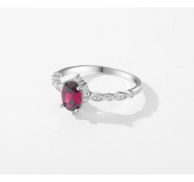Sterling Silver Classic Crown Red CZ