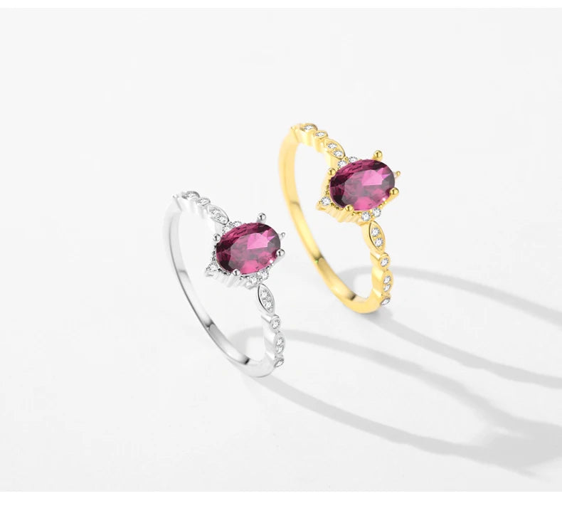 Sterling Silver Classic Crown Red CZ