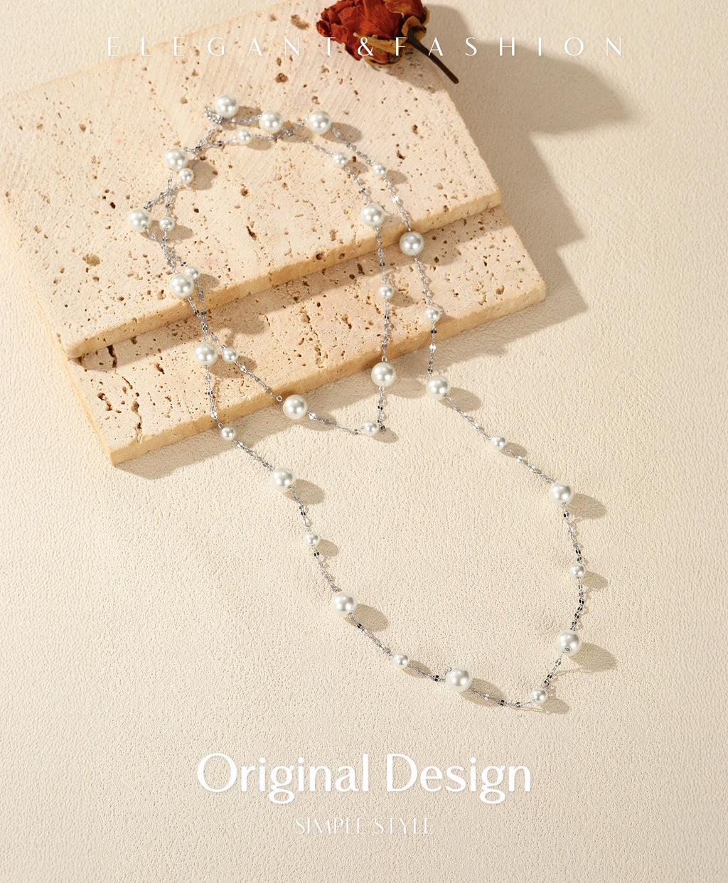 Sterling Silver Elegant Charming Round Crystal Pearls