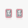 Sterling Silver Sparkling Rectangle Pink Enamel