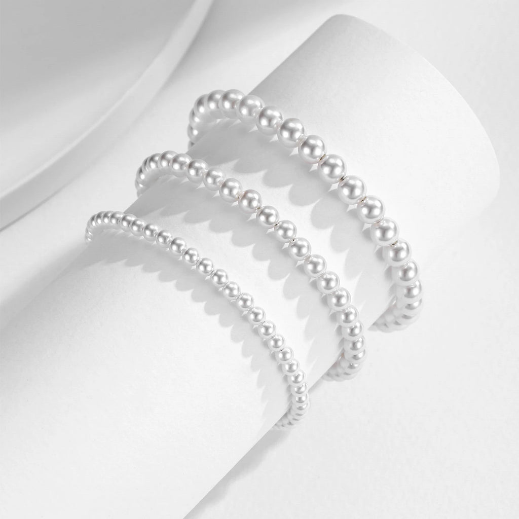Sterling Silver  Shell Pearl Bracelet (3mm,4mm,5mm)