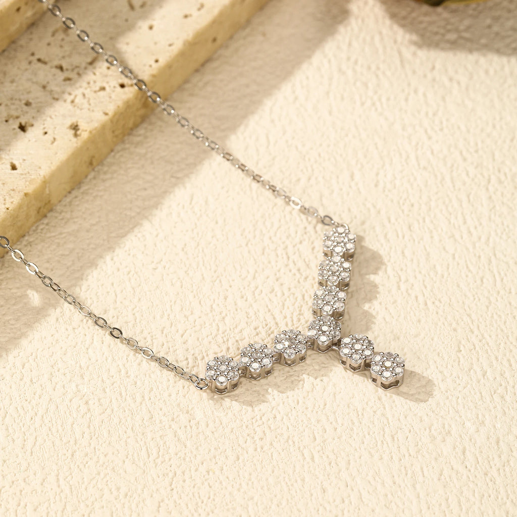 Sterling Silver Exquisite Flower Clear Cubic