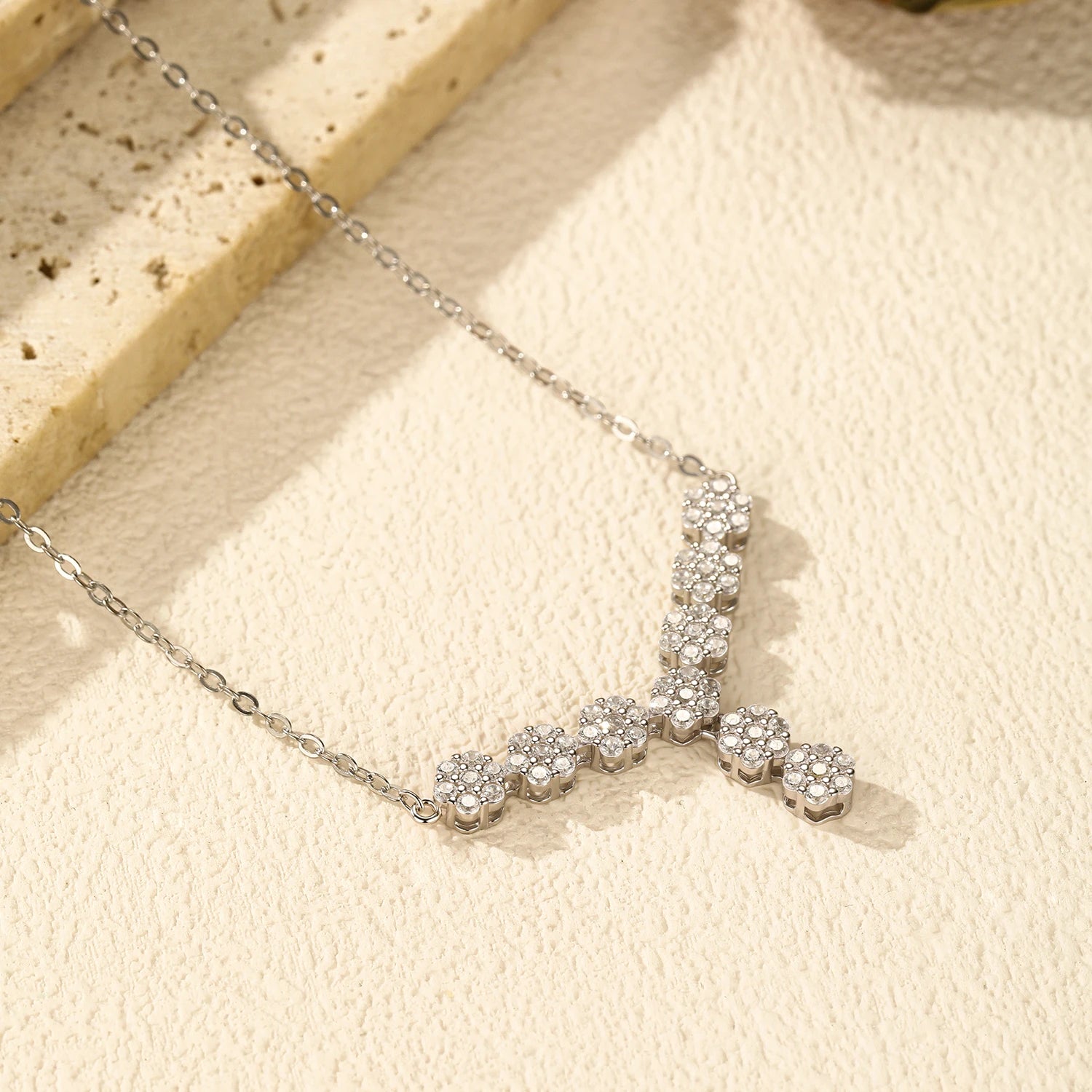 Sterling Silver Exquisite Flower Clear Cubic