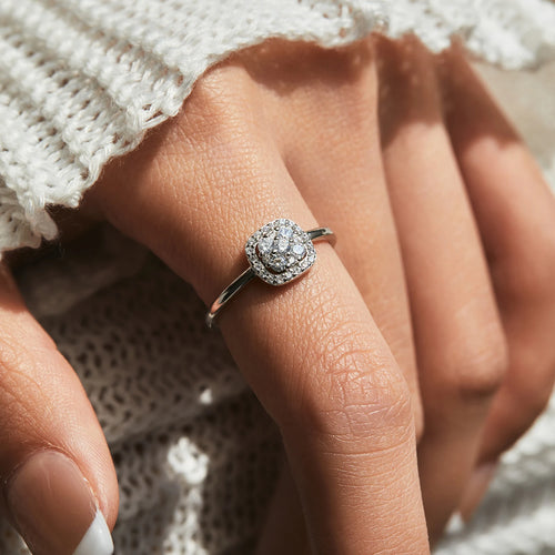 Sparkling Sterling Silver ring lab diamond