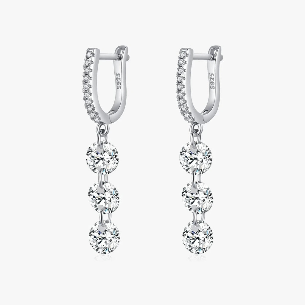 MODIAN 925 Sterling Silver Sparkling Clear CZ Swing Dangle Earrings