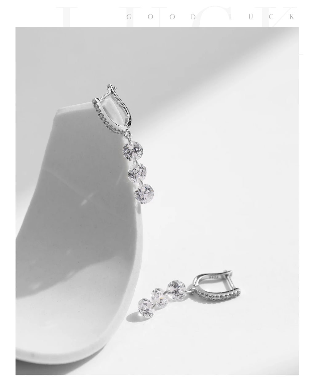 MODIAN 925 Sterling Silver Sparkling Clear CZ Swing Dangle Earrings