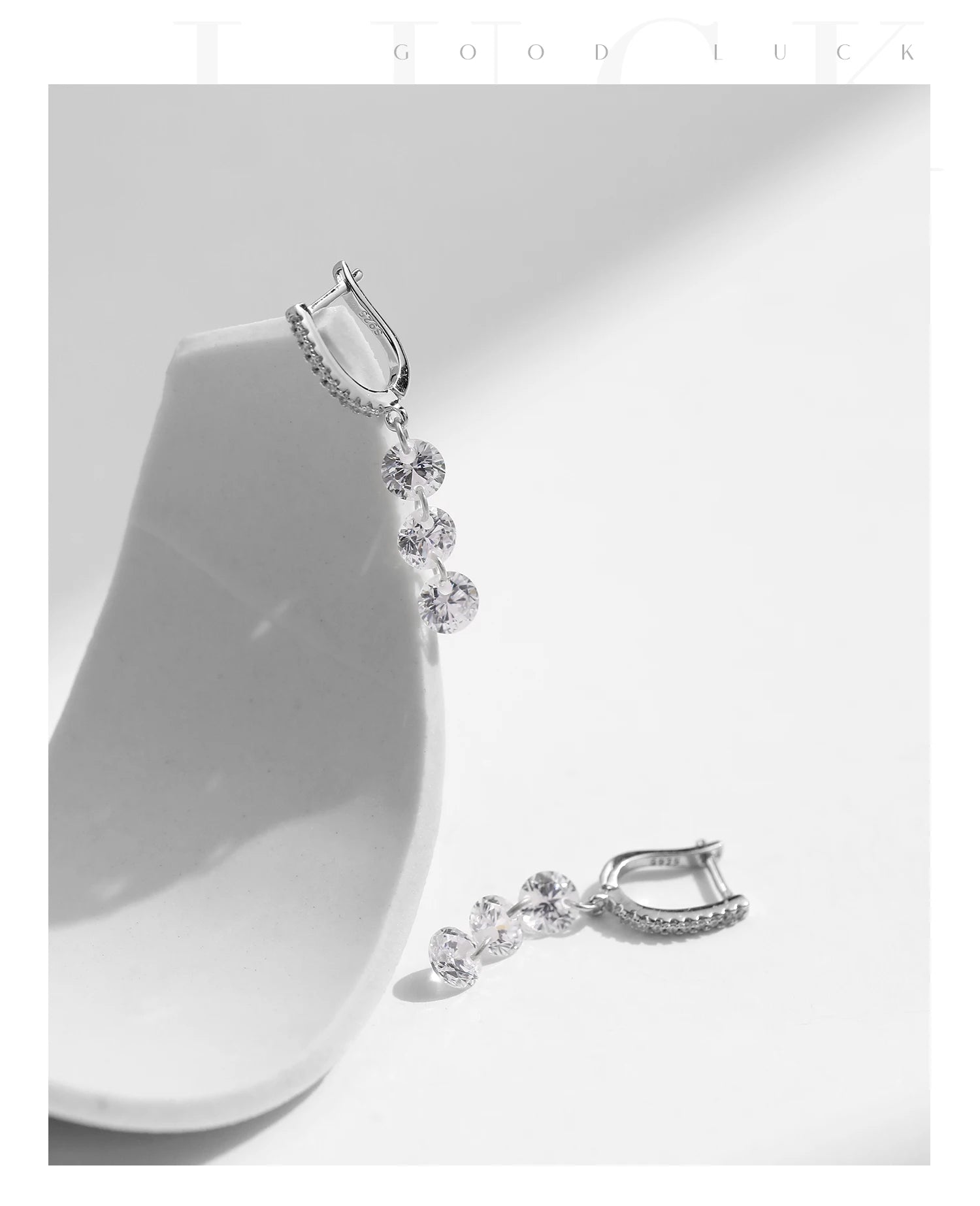 MODIAN 925 Sterling Silver Sparkling Clear CZ Swing Dangle Earrings