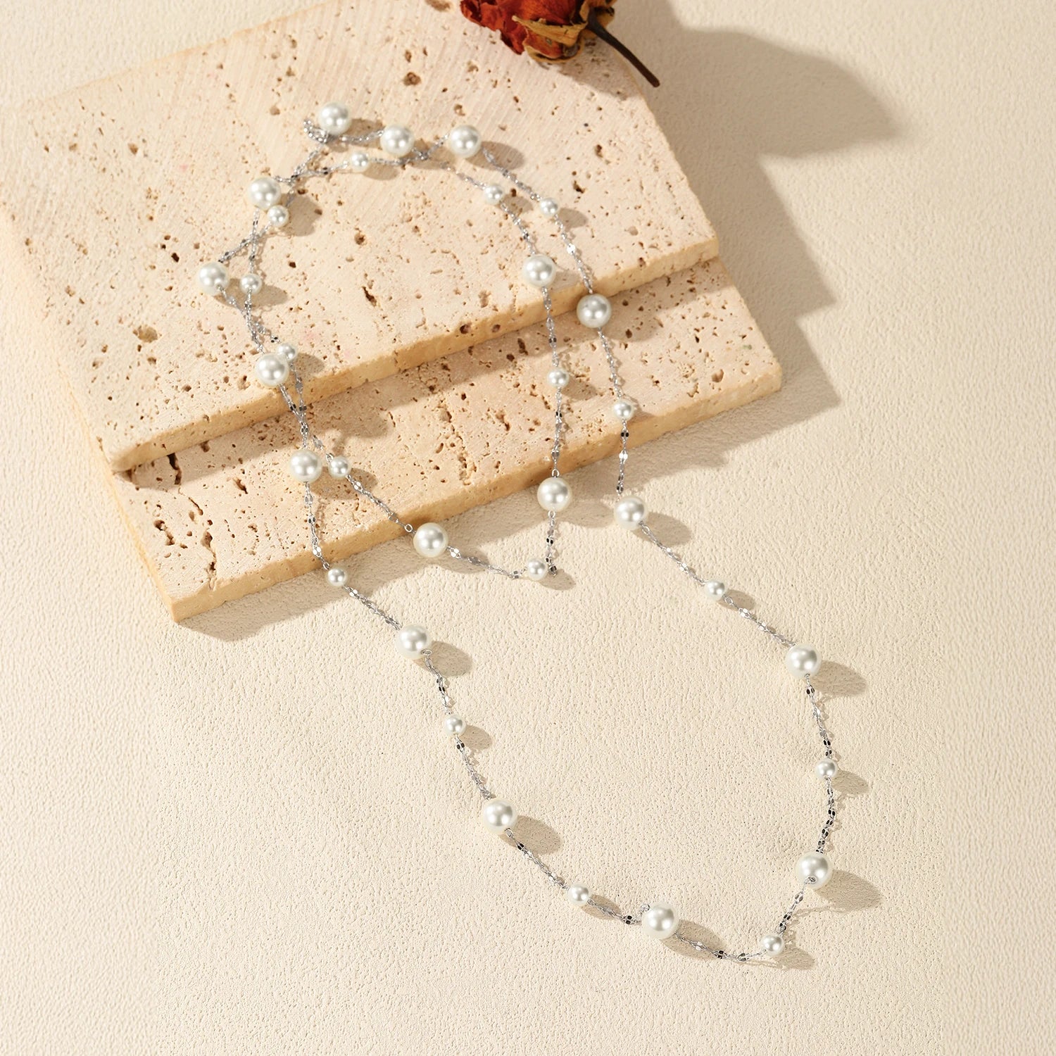 Sterling Silver Elegant Charming Round Crystal Pearls