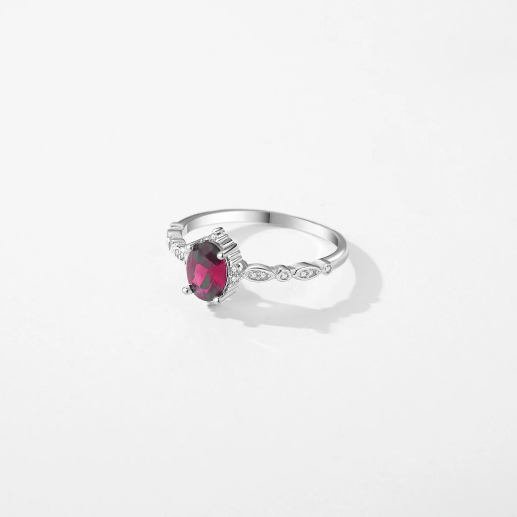 Sterling Silver Classic Crown Red CZ