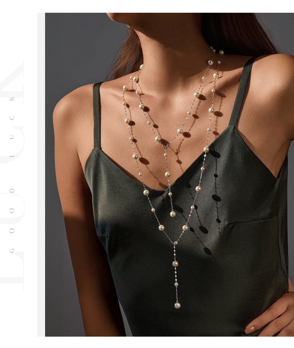 Sterling Silver Elegant Charming Round Crystal Pearls