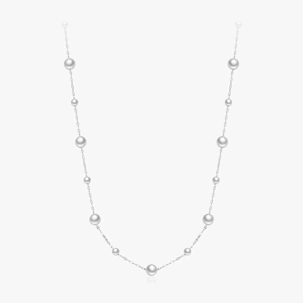 Sterling Silver Elegant Charming Round Crystal Pearls