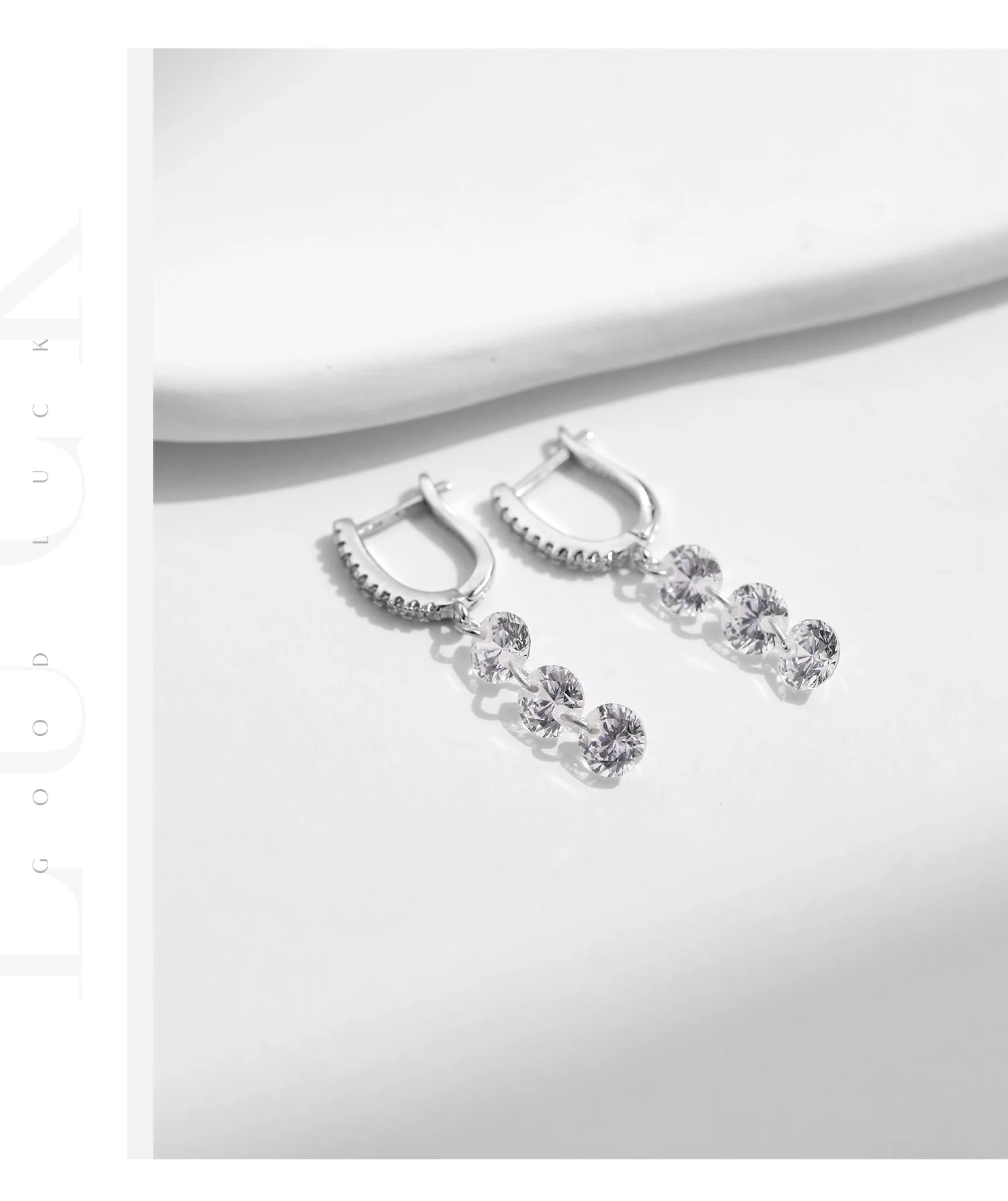 MODIAN 925 Sterling Silver Sparkling Clear CZ Swing Dangle Earrings
