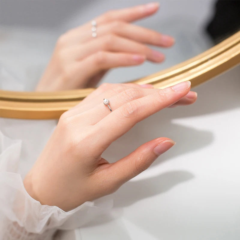 Sterling Silver Simple Round Pearl